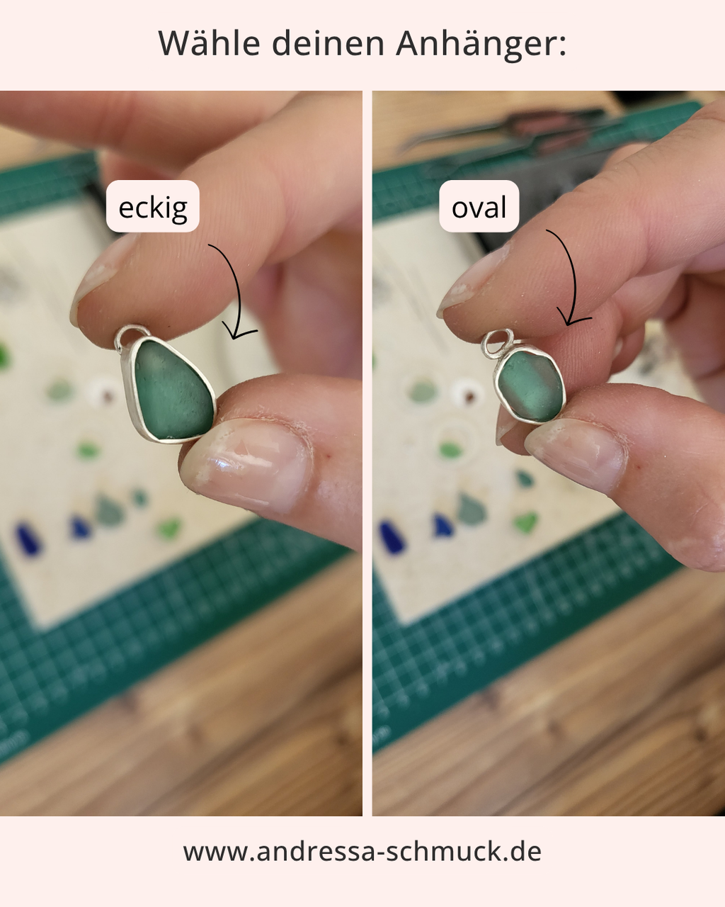 Einzigartige Seeglas-Ketten in strahlendem Türkis - Silberketten mit echtem Seeglas von Rügen