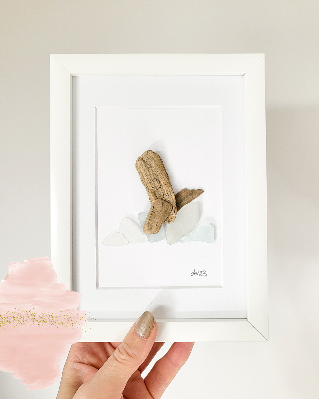 Seeglas Kollektion Die Wale und der Hai - mit Steinen und echtem Seeglas aus der Ostsee