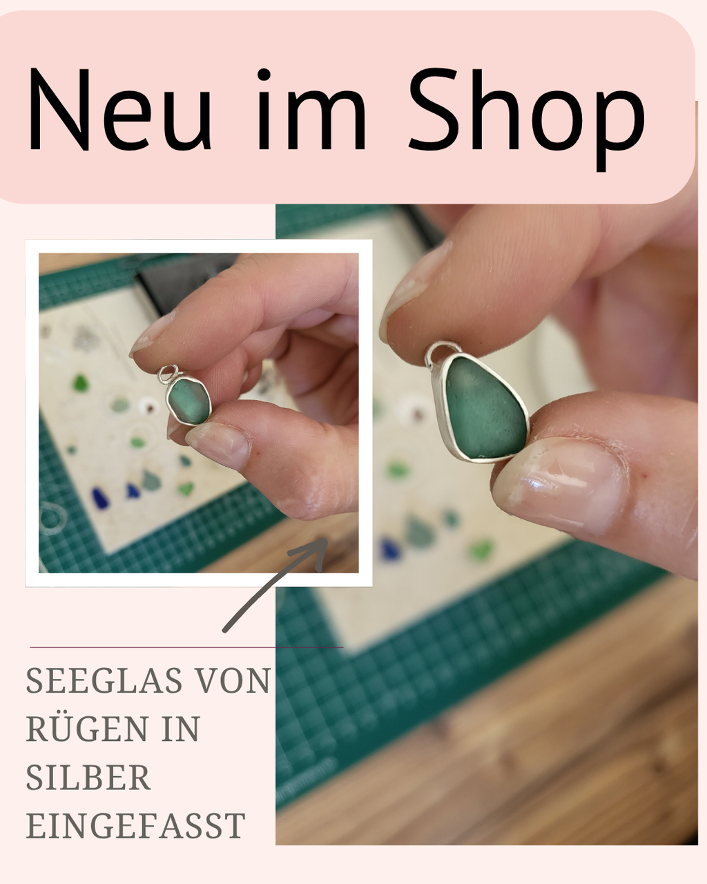 Einzigartige Seeglas-Ketten in strahlendem Türkis - Silberketten mit echtem Seeglas von Rügen