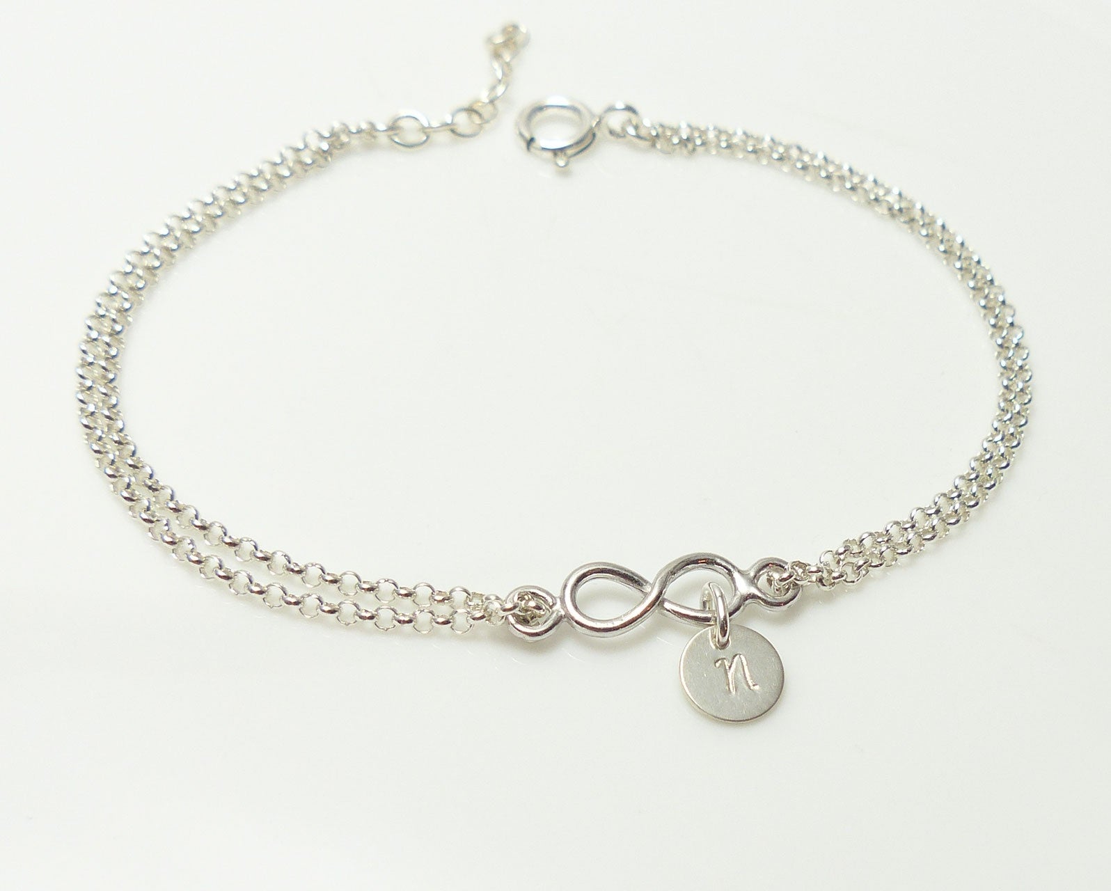 Initialen & Infinity 925 Silberarmband