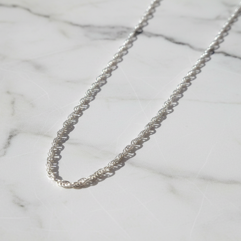 filigran geflochtene Silberkette Crushed Heart 925 Sterling Silber Bicolor