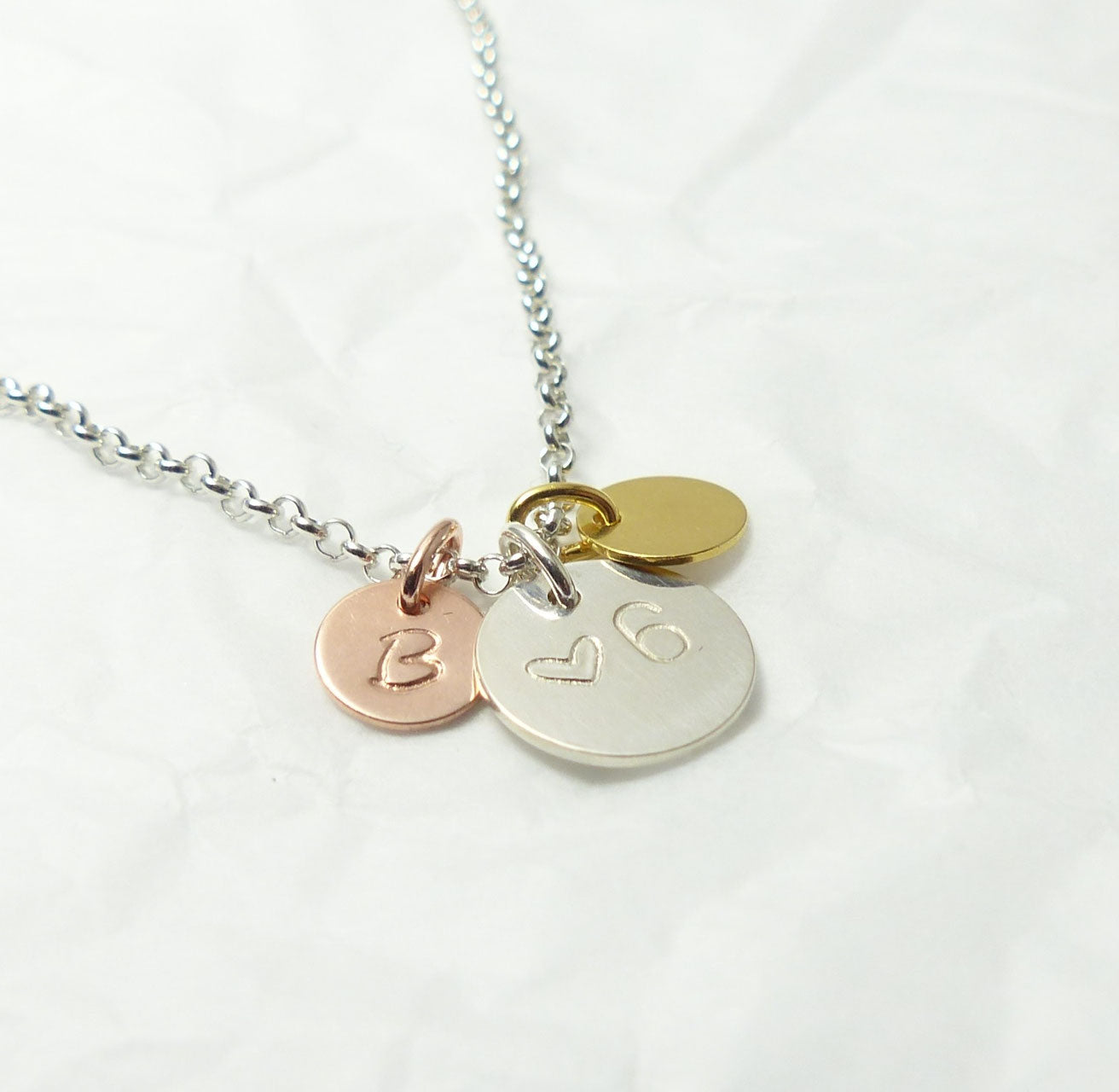 3 runde Initialen 925 Silberkette personalisiert in Tricolor