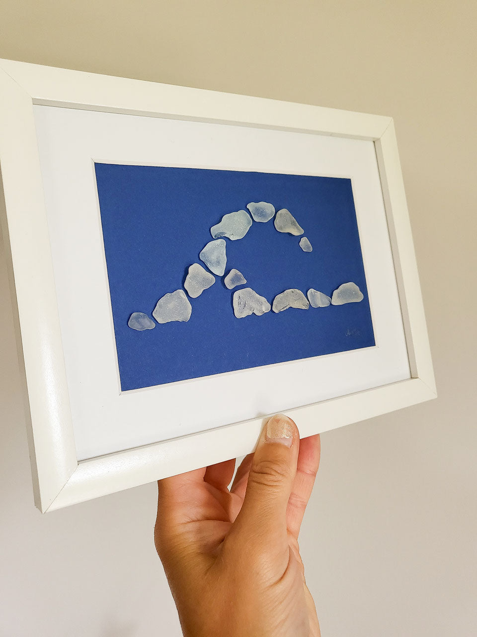 Seeglas Bild Welle - mit echtem Seeglas aus der Ostsee