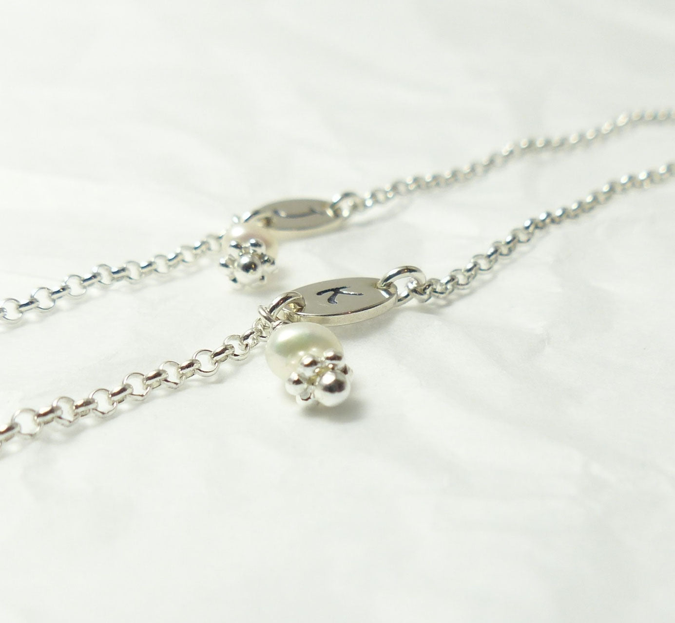 Sweet Initial 925 Silberarmband mit einer Perle