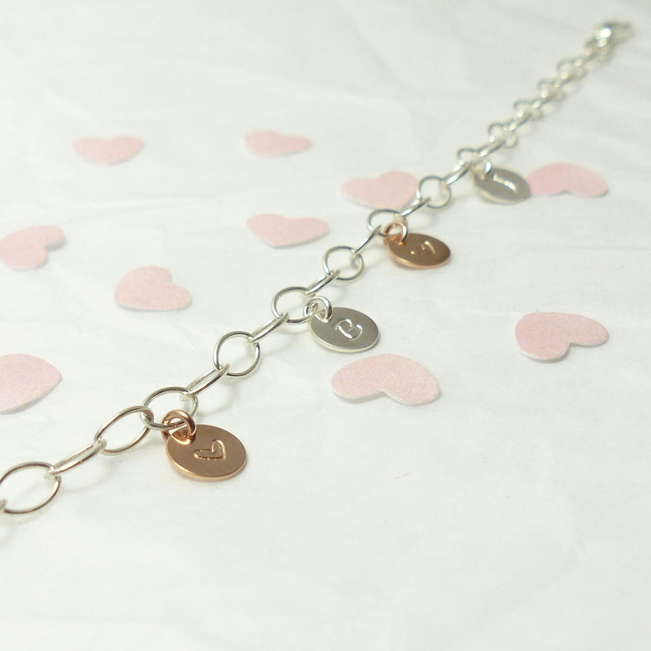 Bettelarmband Münzen 925 Silberarmband Initialen Bicolor