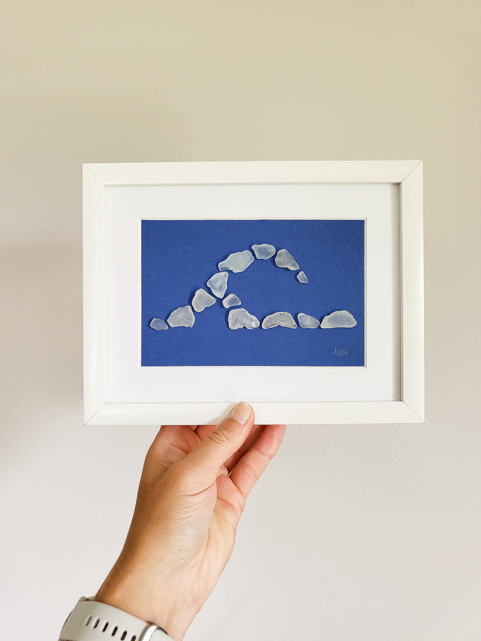 Seeglas Bild Welle - mit echtem Seeglas aus der Ostsee