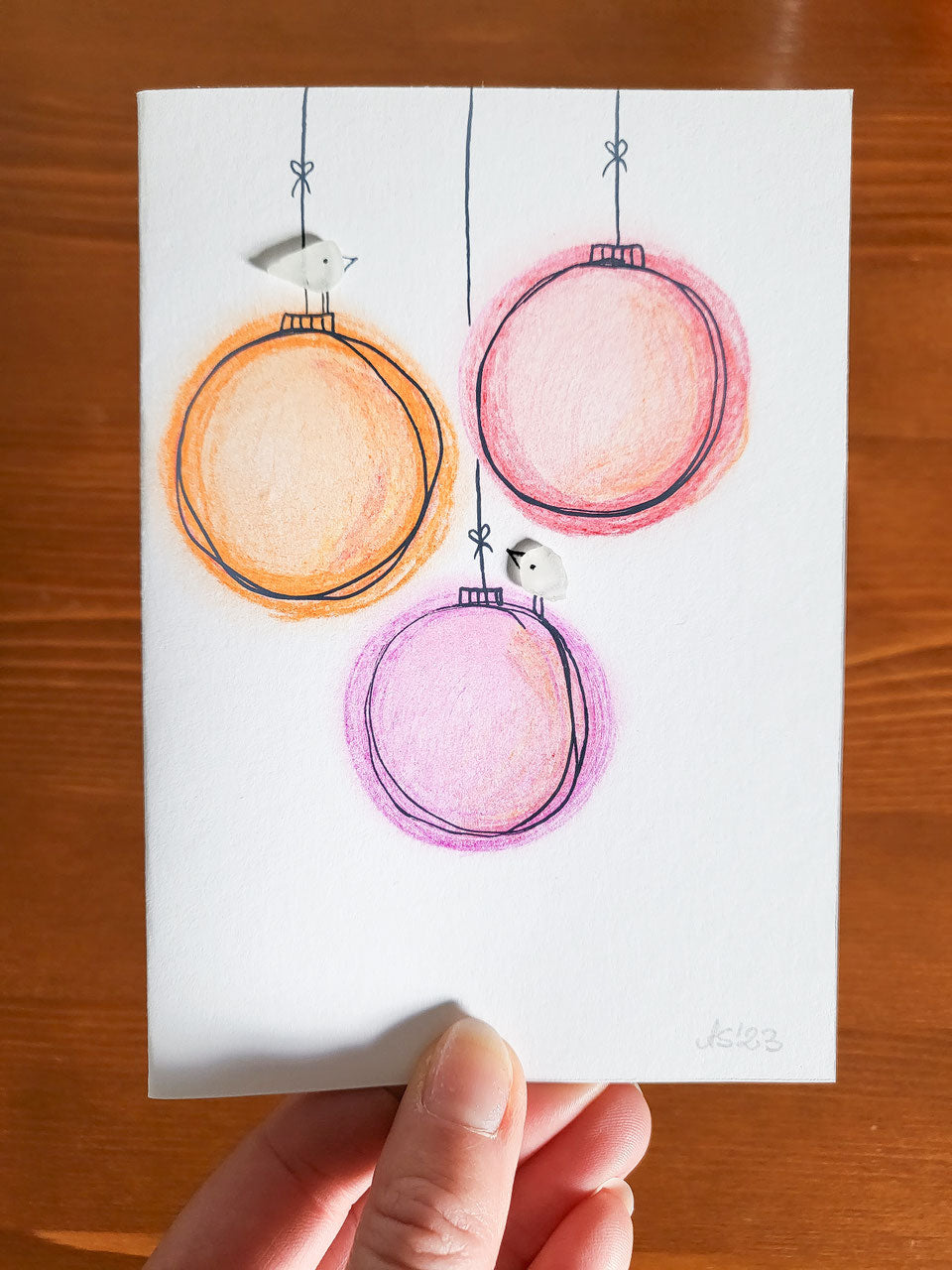 Weihnachtskarten mit Kugeln - mit echtem Seeglas aus der Ostsee