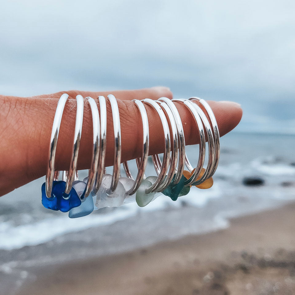 Creolen Seeglas Rügen | 925 Silber Ohrringe federleicht Andressa Schmuck