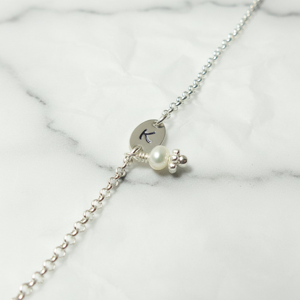 Sweet Initial 925 Silberarmband mit einer Perle