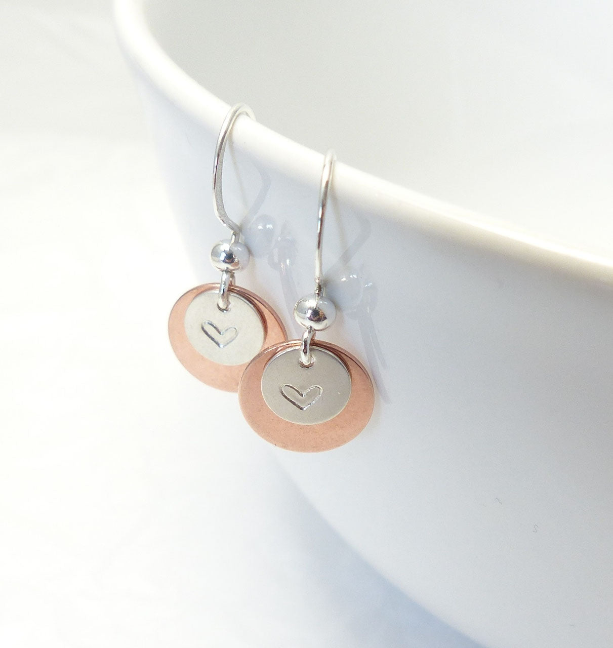 Ohrringe mit Plättchen 925 Silber Bicolor / Namensschmuck