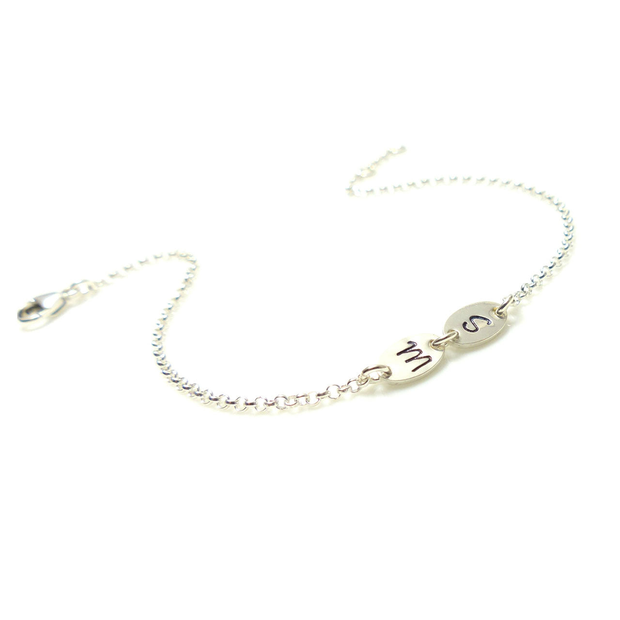 2 ovale Initialen 925 Silberarmband