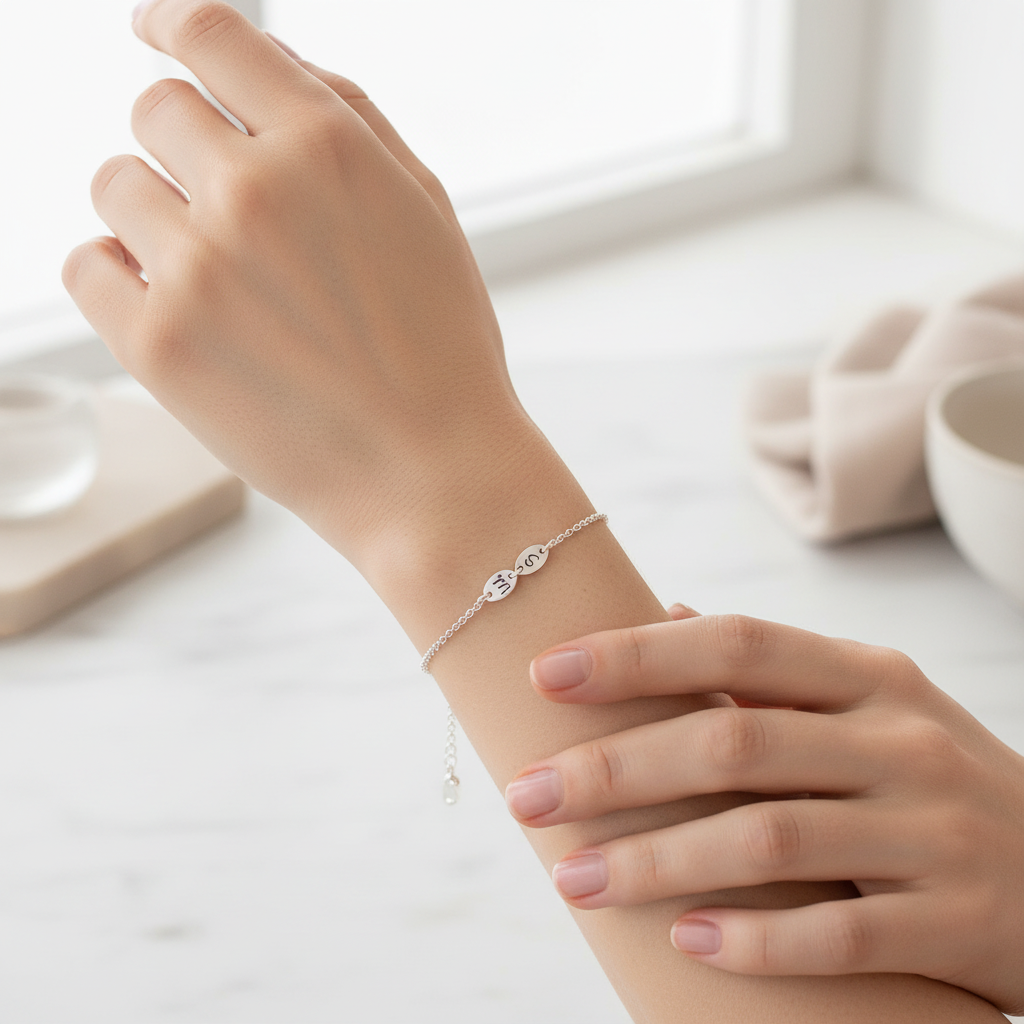 2 ovale Initialen 925 Silberarmband