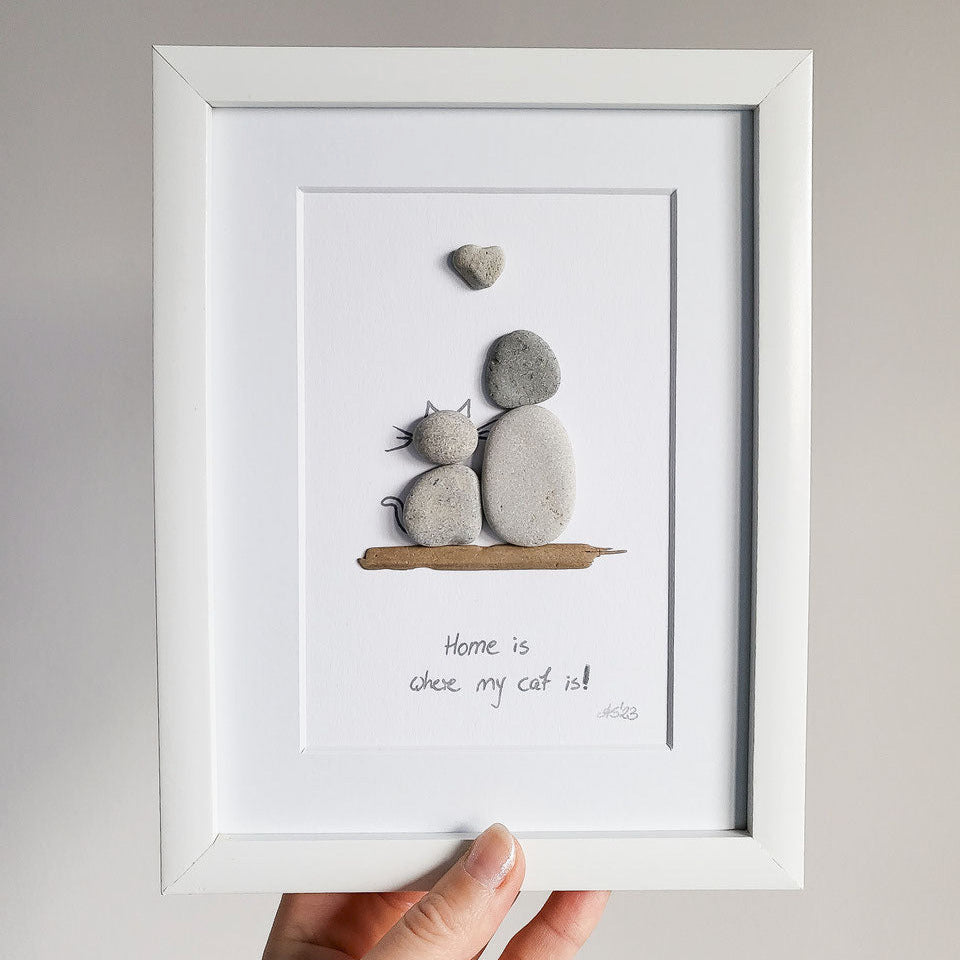 Steinbild für Katzenliebhaber - Personalisierte Geschenkidee