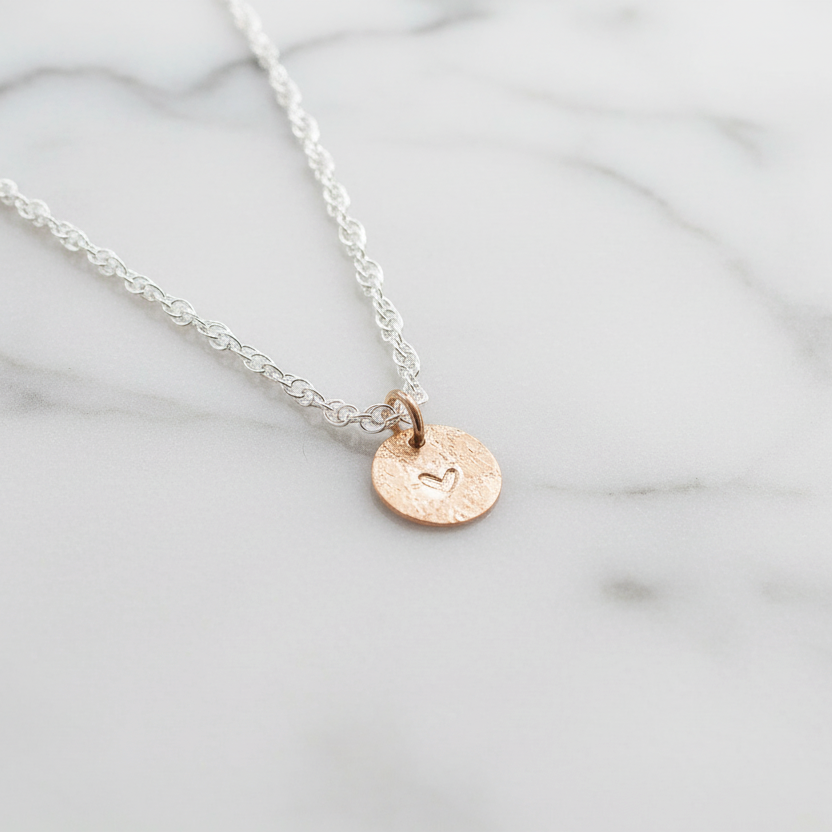 filigran geflochtene Silberkette Crushed Heart 925 Sterling Silber Bicolor