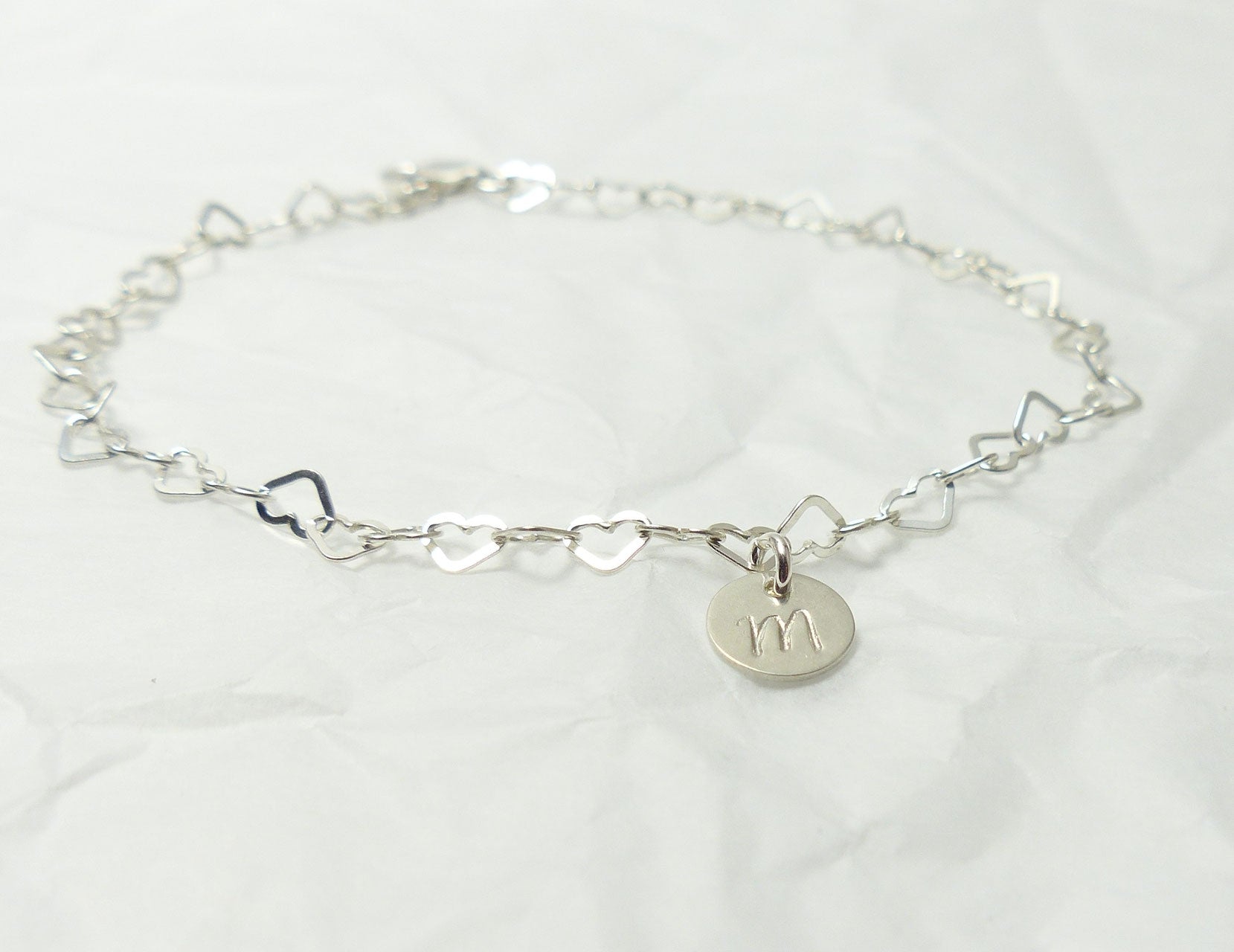 lauter kleine Herzen Initial Herzarmband 925 Silberarmband