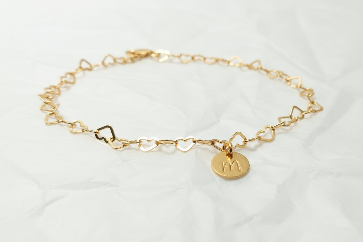 lauter kleine Herzen Initial Herzarmband 925 Silberarmband