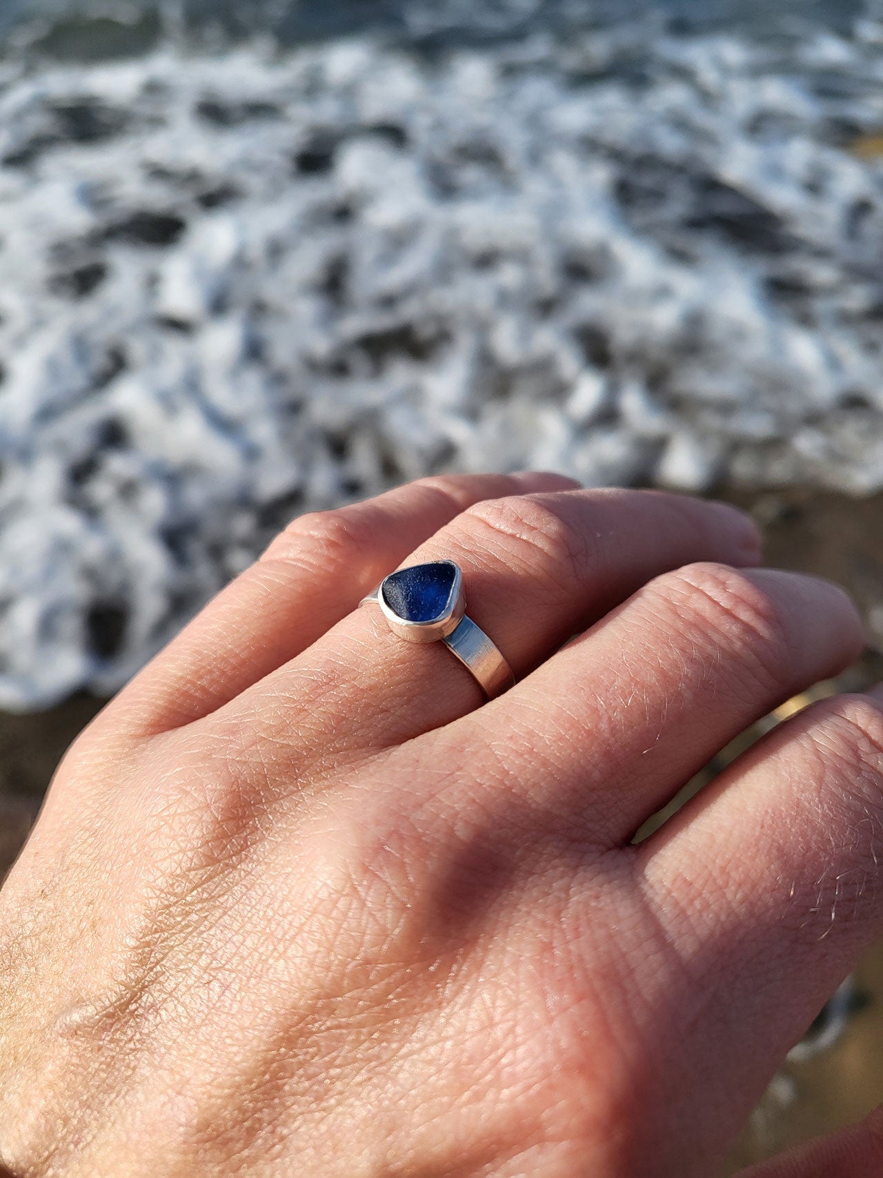 Handgefertigter Seeglasring aus 925 Sterling Silber - so einzigartig wie du!
