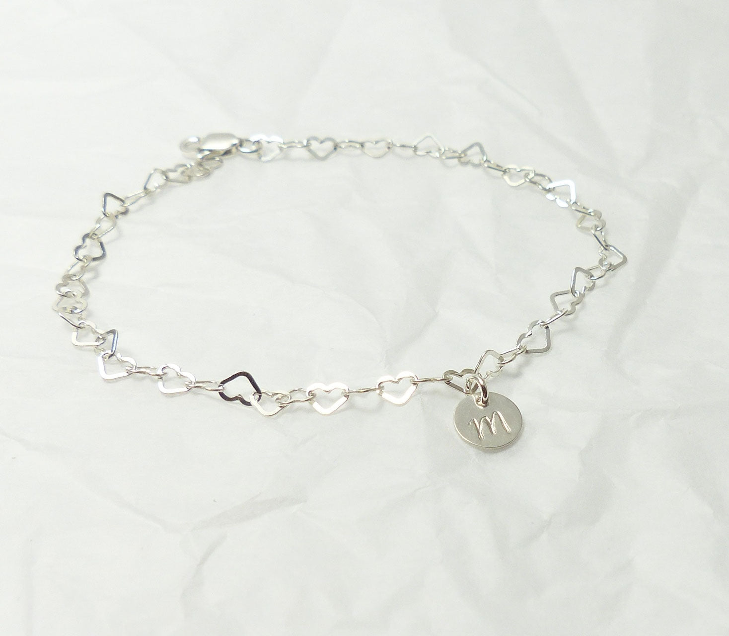 lauter kleine Herzen Initial Herzarmband 925 Silberarmband