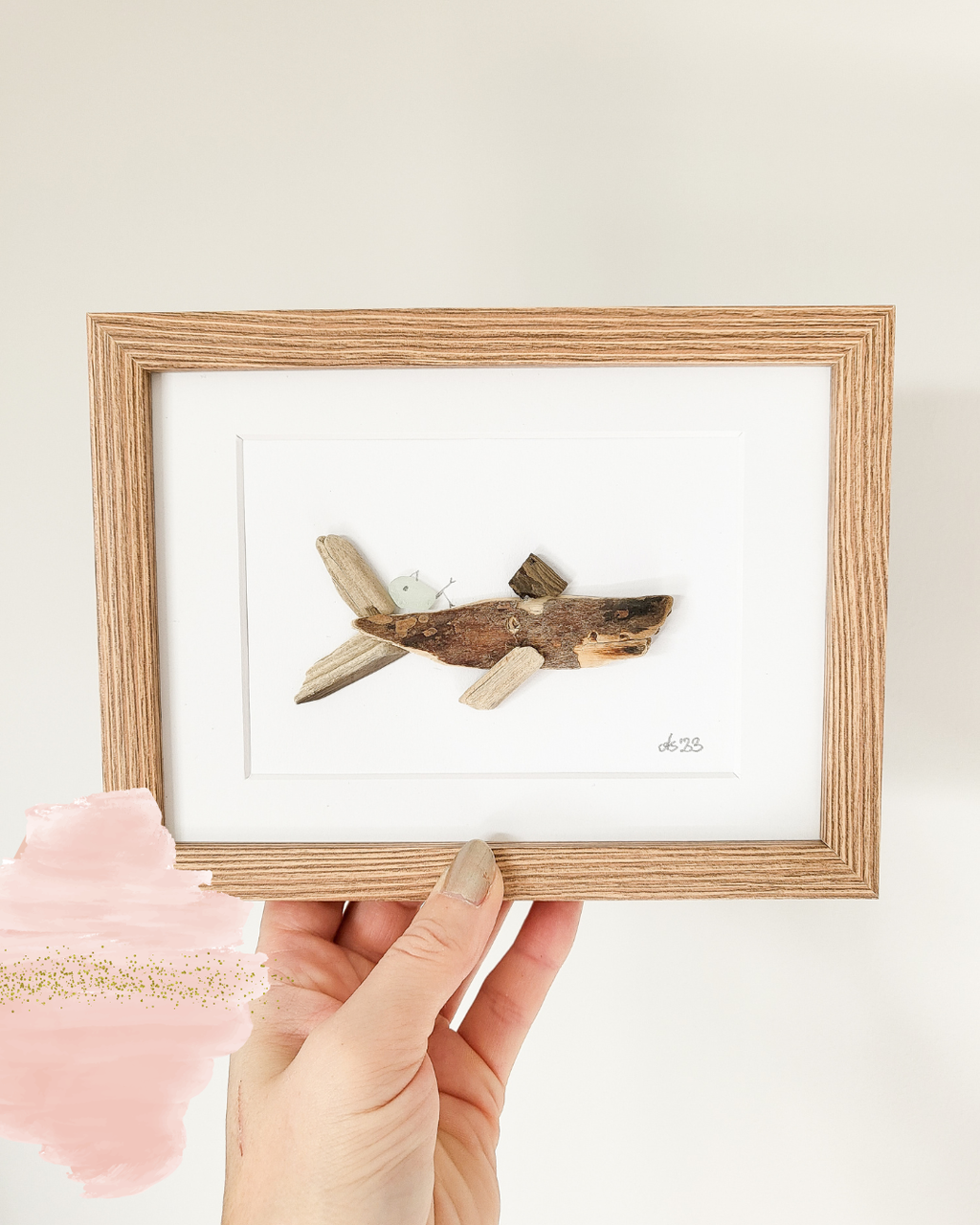 Seeglas Kollektion Die Wale und der Hai - mit Steinen und echtem Seeglas aus der Ostsee