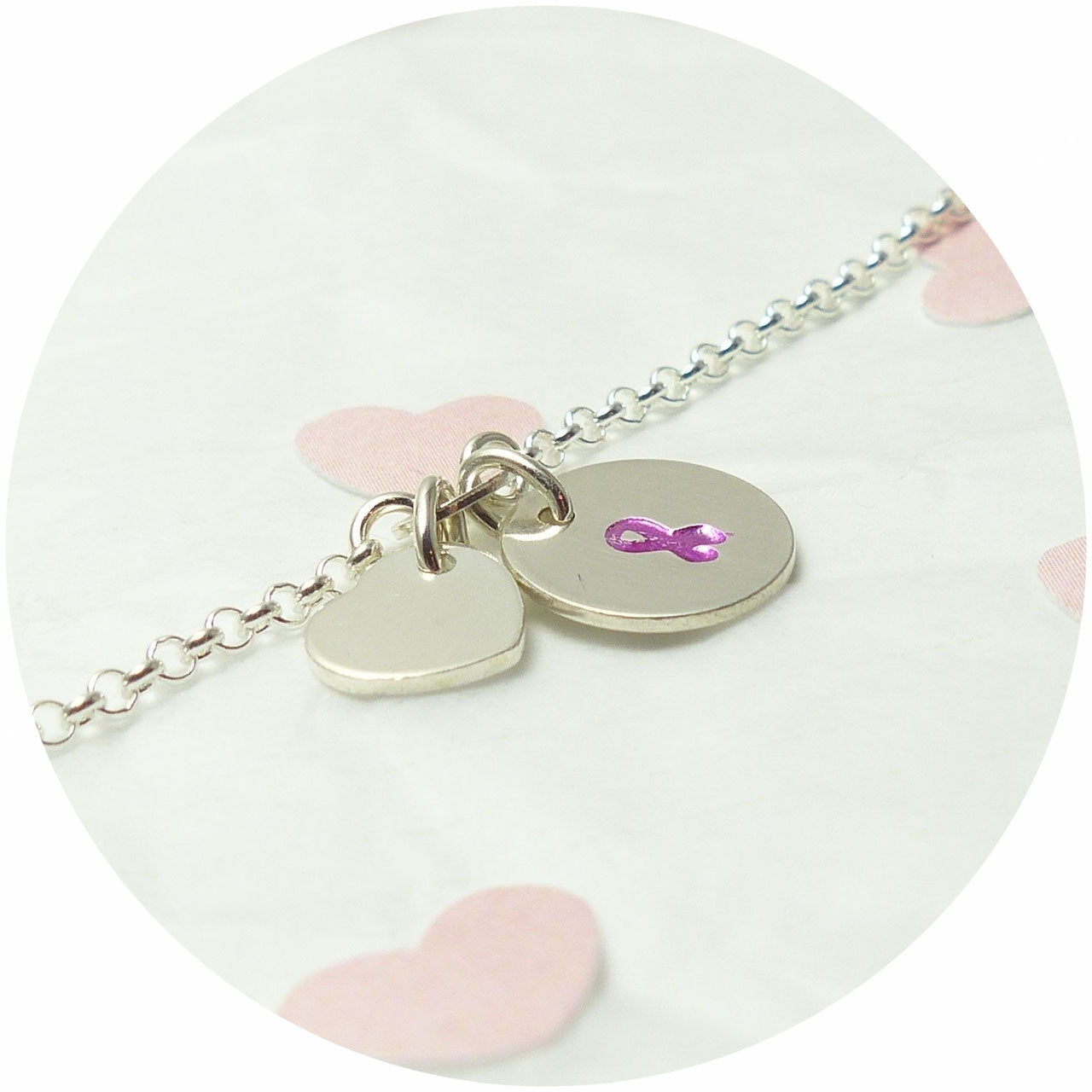 Silberarmband - Herz und Schleife | Andressa Schmuck & Brustkrebs Deutschland e.V.