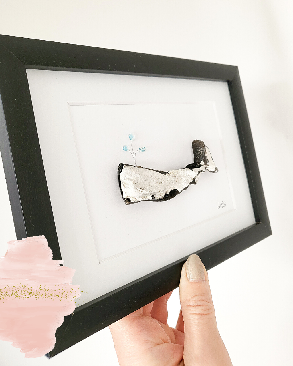 Seeglas Kollektion Die Wale und der Hai - mit Steinen und echtem Seeglas aus der Ostsee