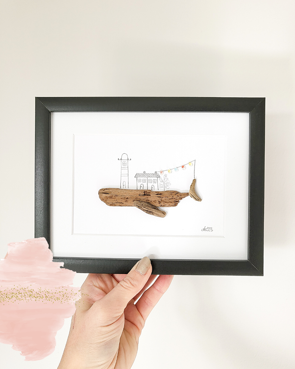 Seeglas Kollektion Die Wale und der Hai - mit Steinen und echtem Seeglas aus der Ostsee