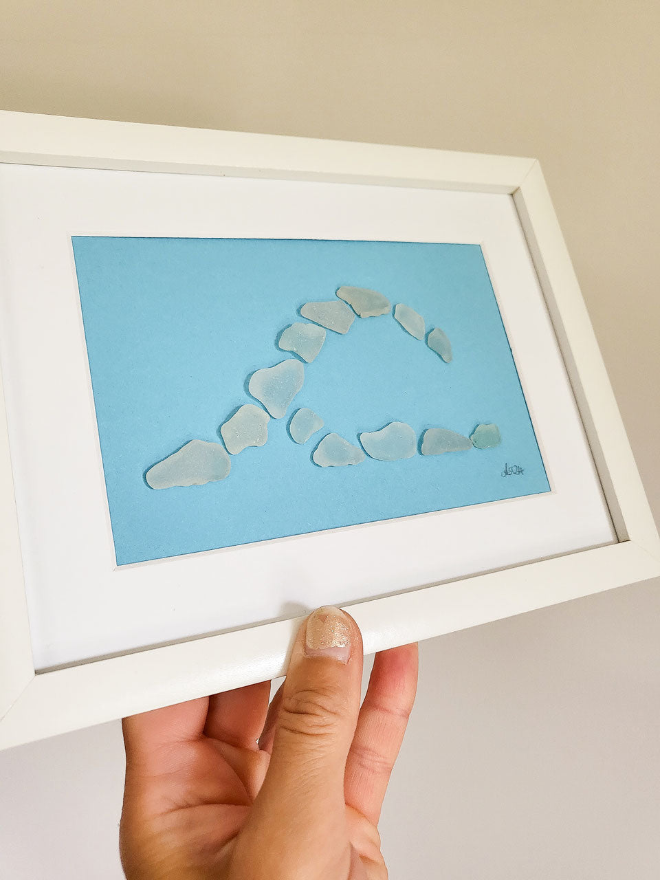 Seeglas Bild Welle - mit echtem Seeglas aus der Ostsee