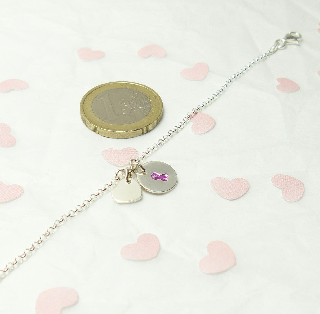 Silberarmband - Herz und Schleife | Andressa Schmuck & Brustkrebs Deutschland e.V.