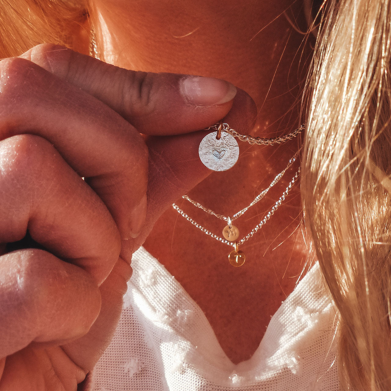 Crushed Heart Kette geflochten 925 Silber Bicolor handgefertigt  Andressa Schmuck