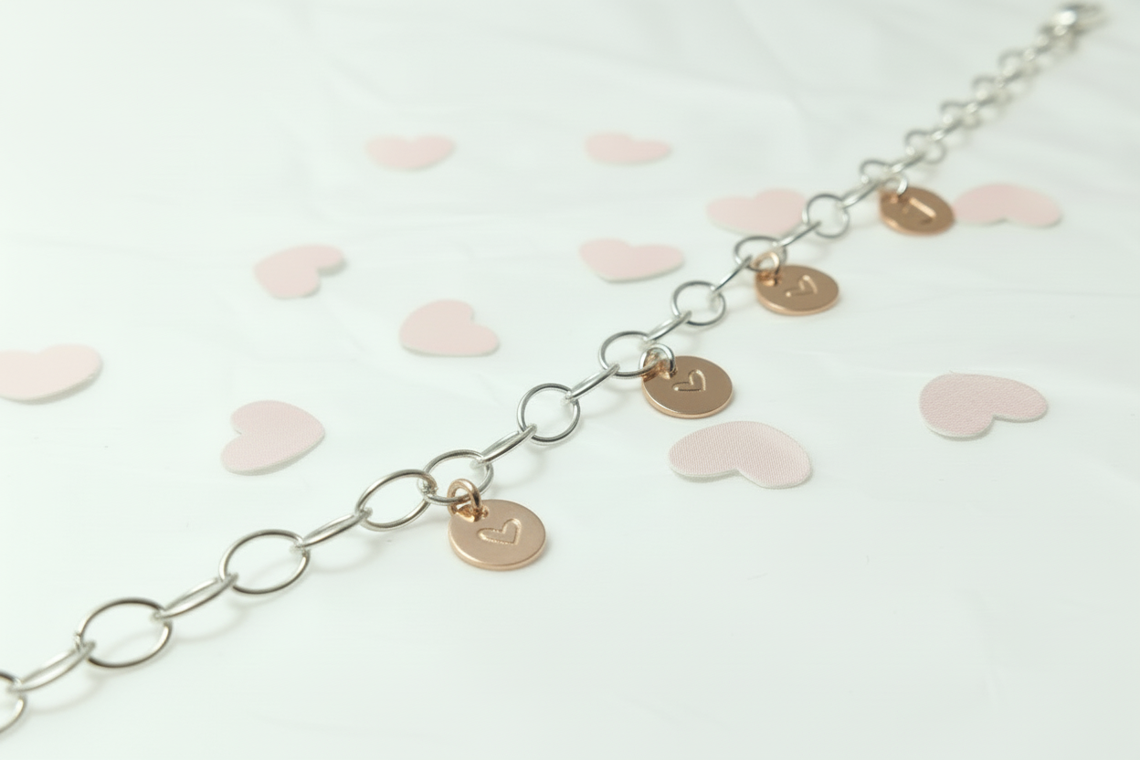 Bettelarmband Münzen 925 Silberarmband Initialen Bicolor