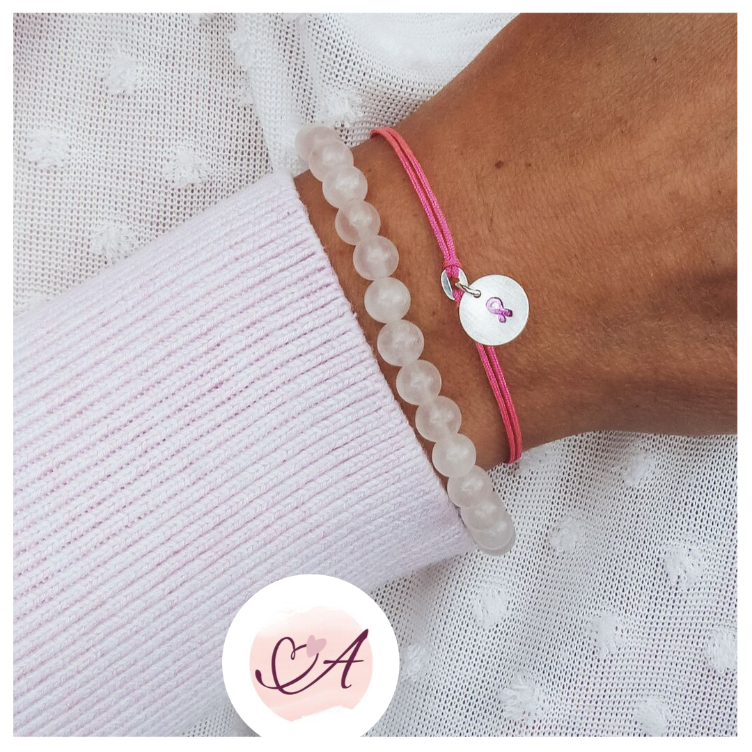 Andressâ Brustkrebs Armband in Pink mit Schleife - handgefertigt