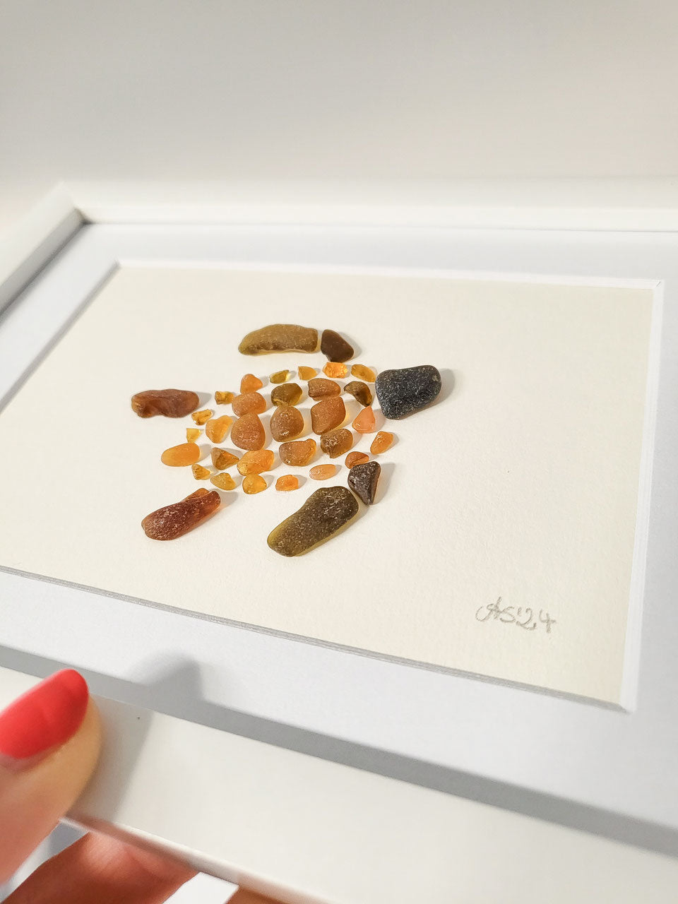 Seeglas Bild - Schildi - mit echtem Seeglas aus der Ostsee