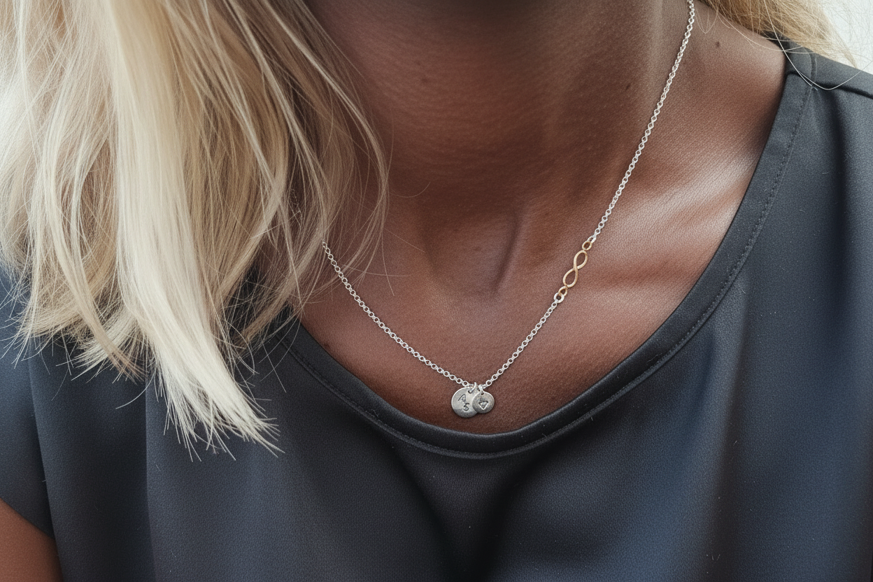 2 Initialen & Infinity 925 Silberkette