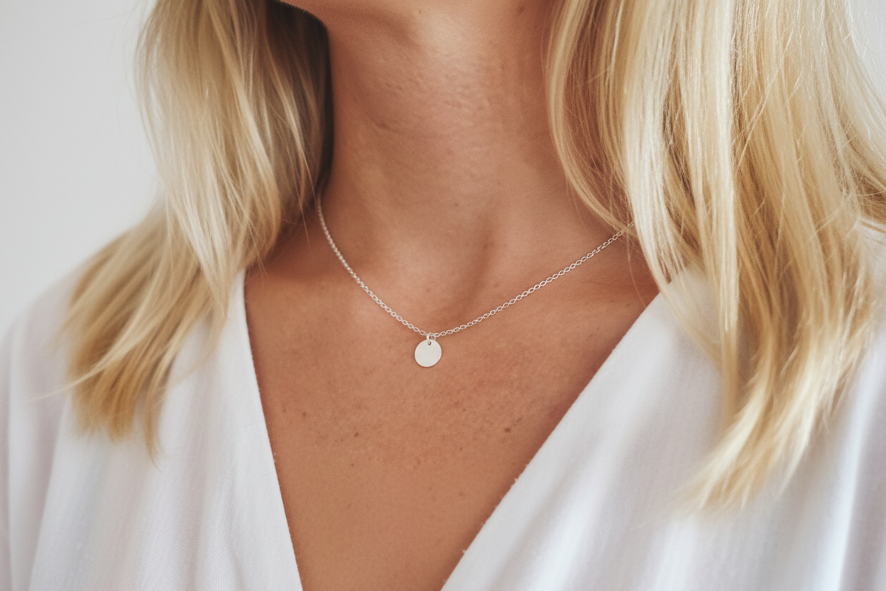 Namenskette mit Gravur getragen